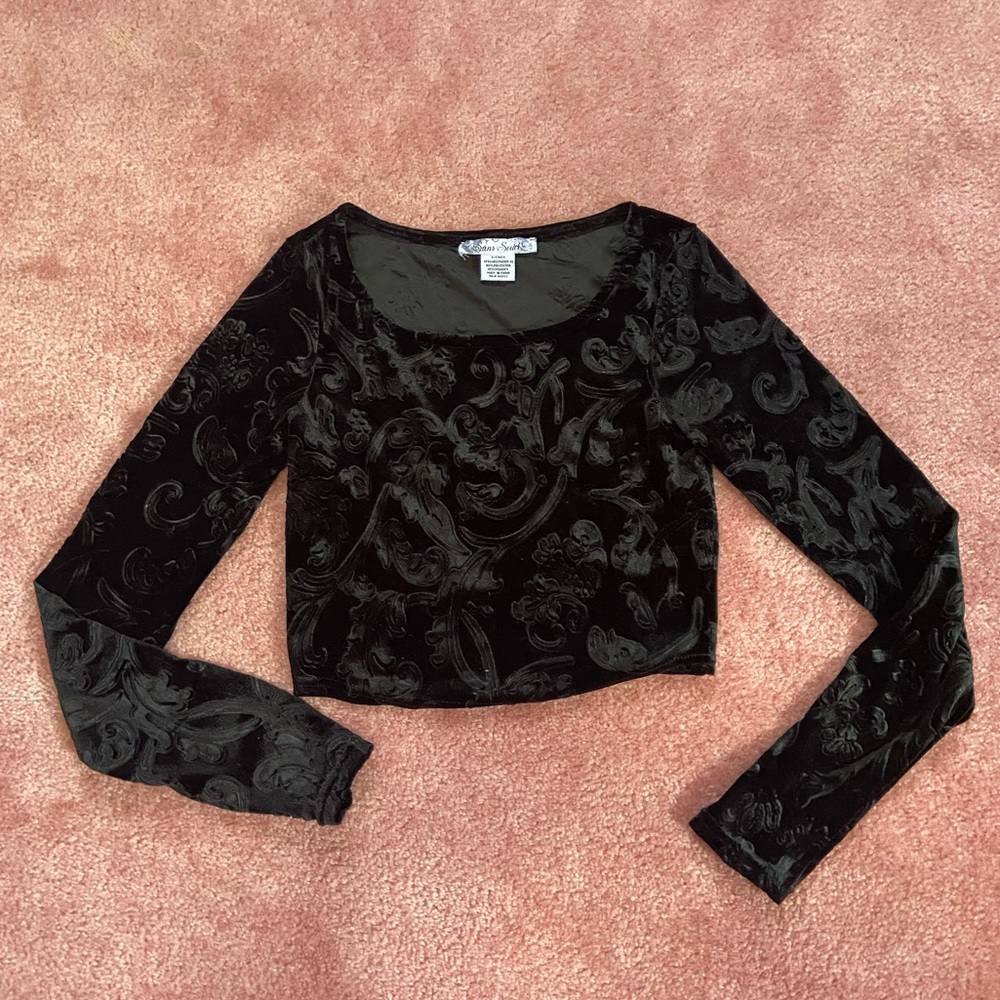vintage velvet black croptop